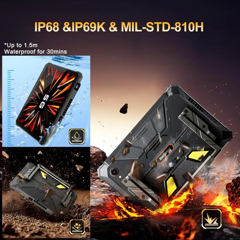 Blackview Active 12 PRO 5G Projector Tablet, Android 15 Rugged Tablet,30000mAh Battery,11'' Display 36GB 256GB  Outdoor Tablets