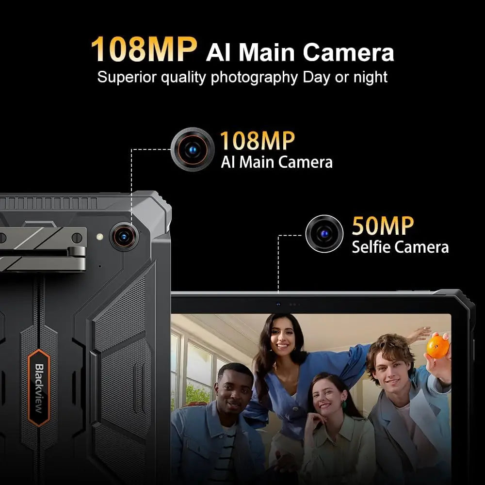 Blackview Active 12 PRO 5G Projector Tablet, Android 15 Rugged Tablet,30000mAh Battery,11'' Display 36GB 256GB  Outdoor Tablets