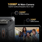 Blackview Active 12 PRO 5G Projector Tablet, Android 15 Rugged Tablet,30000mAh Battery,11'' Display 36GB 256GB  Outdoor Tablets