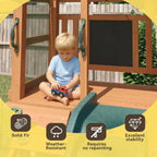 Nordivale Wood Swing Set for Backyard Outdoor Playset with Wave Slide Rock Wall Ladder Belt Swings Chalkboard Canopy Roof Play Deck