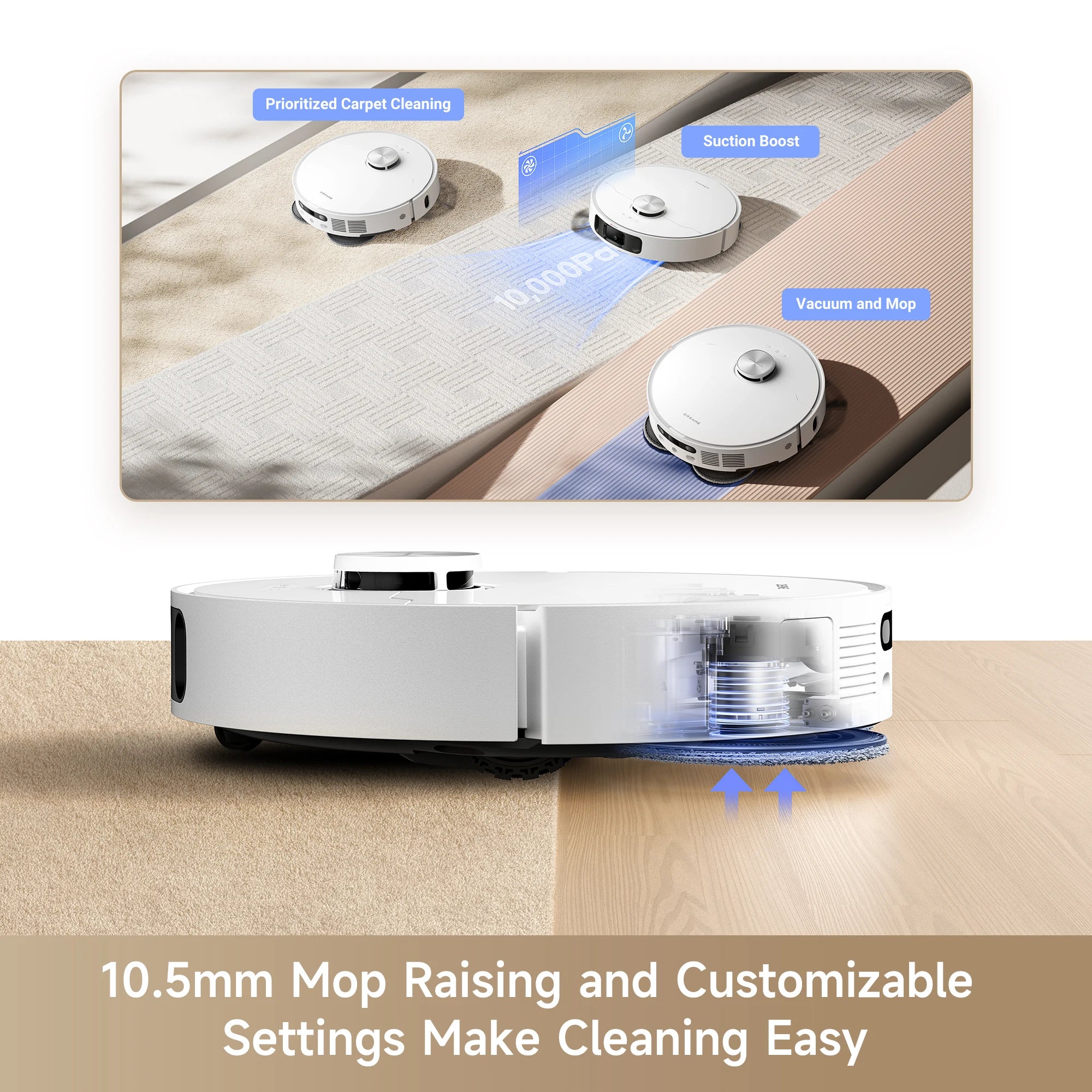 Refurbished 2-in-1 Robot Vacuum and Mop, 10KPa Suction, MopExtend, Self-Emptying Base for 75 Days of Cleaning, Self-cleaning and drying mops, Carpet Boost, L10s Ultra Gen2 Cleaning Bundle