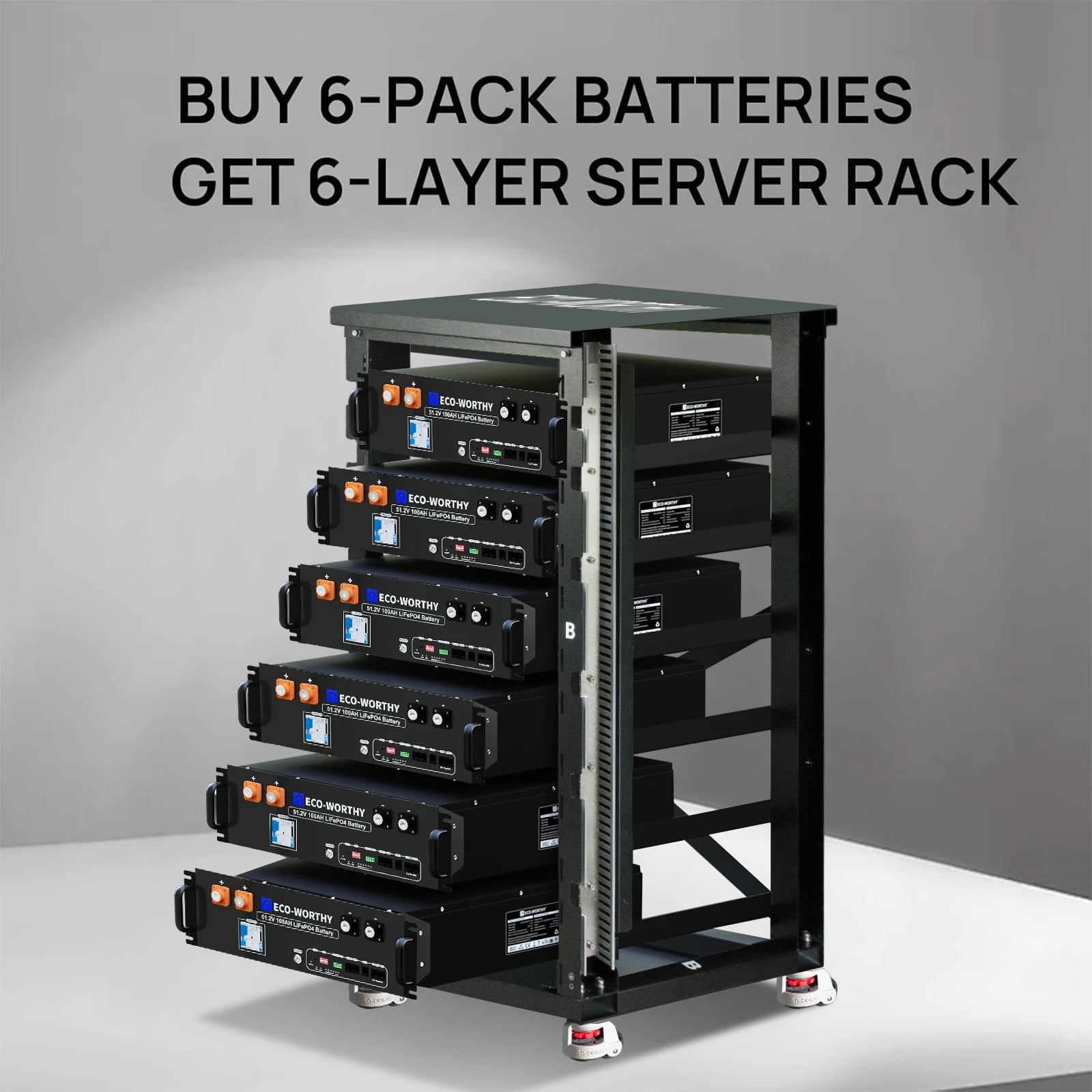ECO-WORTHY 48V 100Ah LiFePO4 Lithium Battery w/Bluetooth | UL1973 & UL9540A & CEC Listed | 5120Wh Server Rack Battery for Home