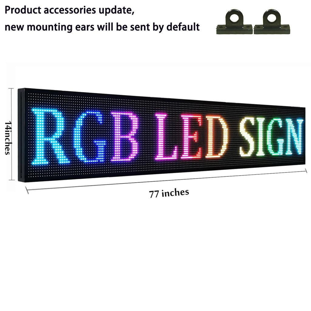 Programmable Led Sign Screen,Semi-Outdoor Digital Custom Word Scrolling  Message Board Wifi Display for Windows (1960x360mm)
