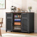 Coffee Bar Cabinet with Ridge Space, Mini Ridge Cabinet with Outlet, Wine Liquor Cabinet with Double Drawers, Luted Buffet Sideb