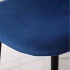 Evatt Round Dining Set with 4 Modern Blue Chairs, Trestle Table