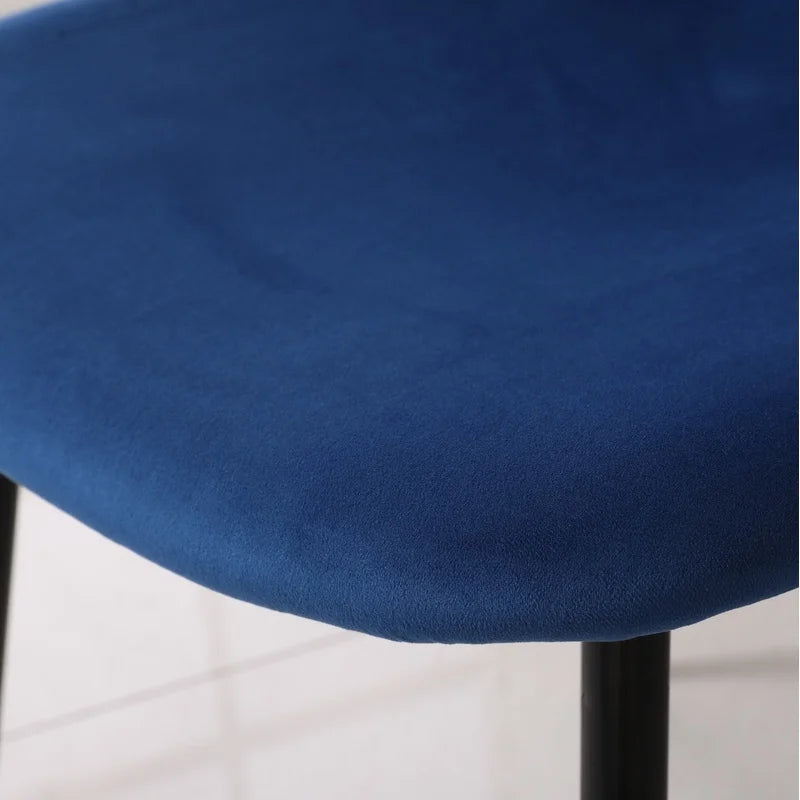 Evatt Round Dining Set with 4 Modern Blue Chairs, Trestle Table
