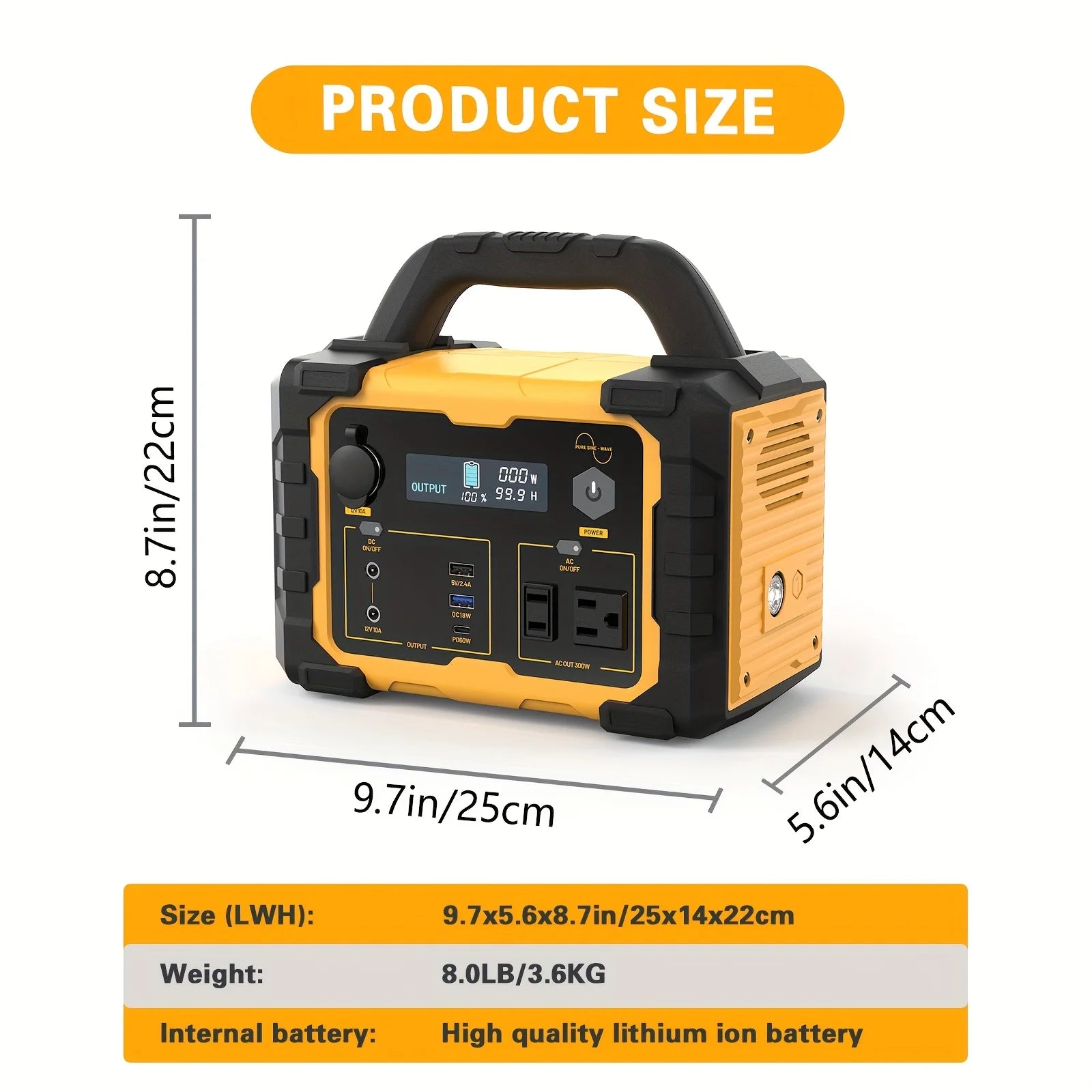 300W/294Wh Portable Power Station with Foldable Solar Panel (100W), 294Wh Solar Generator & 100W Solar Panel, Suitable for Famil