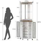 Illuminated Tall Wine Bar Cabinet with Mirror and Adjustable Shelves for Dining or Living Room