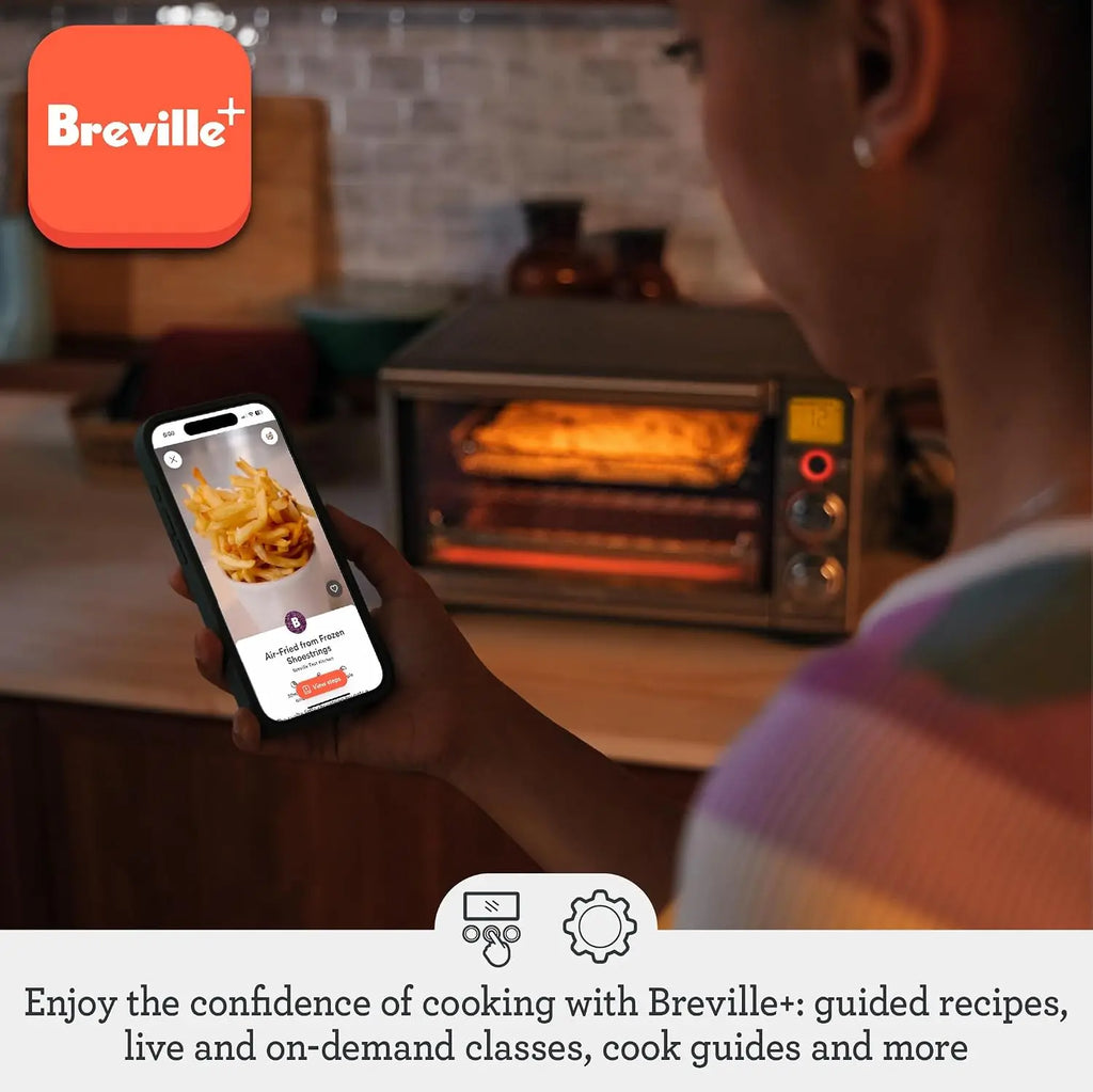 Compact Air Fryer Oven with 5 Air Fry Modes, Crispy Reheat & Element IQ for Even Cooking, Brushed Stainless Steel