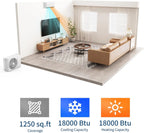 18000 BTU Mini Split Air Conditioner with Cooling / Heating 21 SEER2 230V Energy Ductless AC Unit Cools Rooms Up to 1250 Sq.Ft