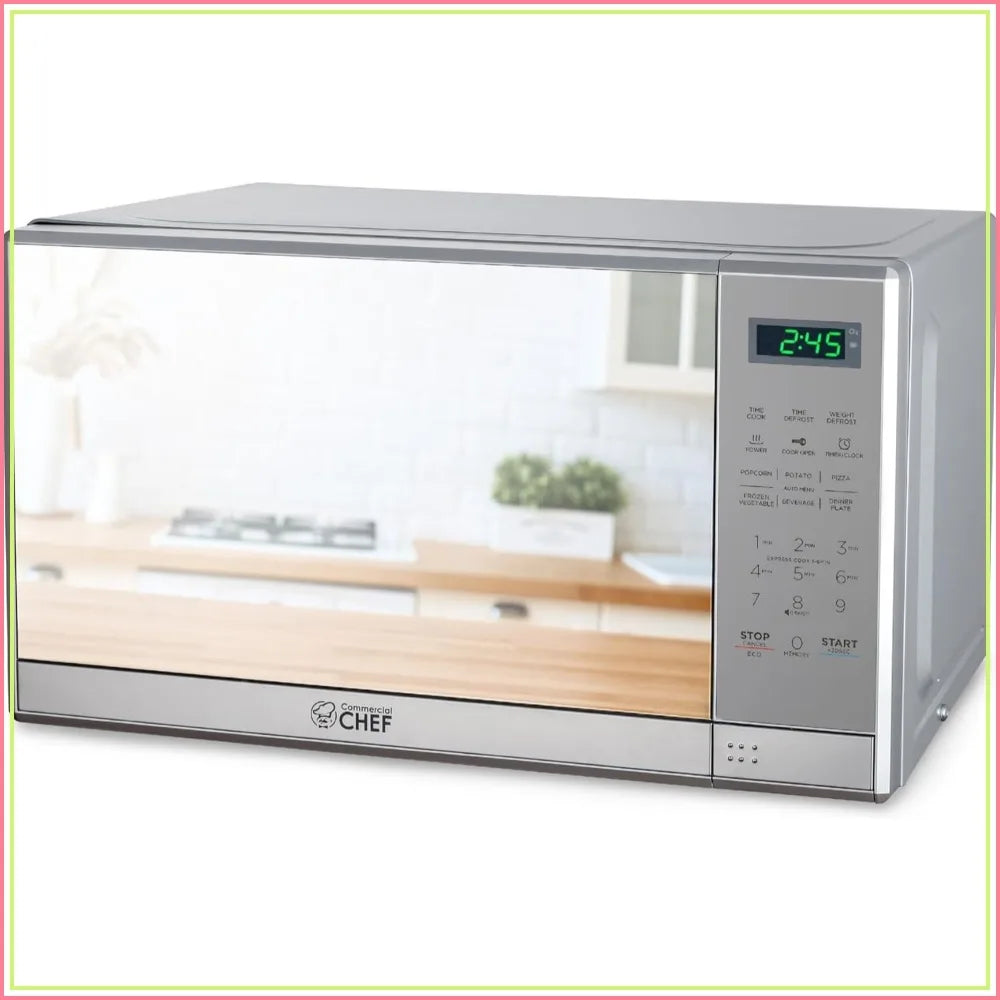 0.7 Cu Ft Countertop Microwave Oven, 700W with Digital LED Touch Controls, 10 Power Levels, Push Button Door, Stainless Steel
