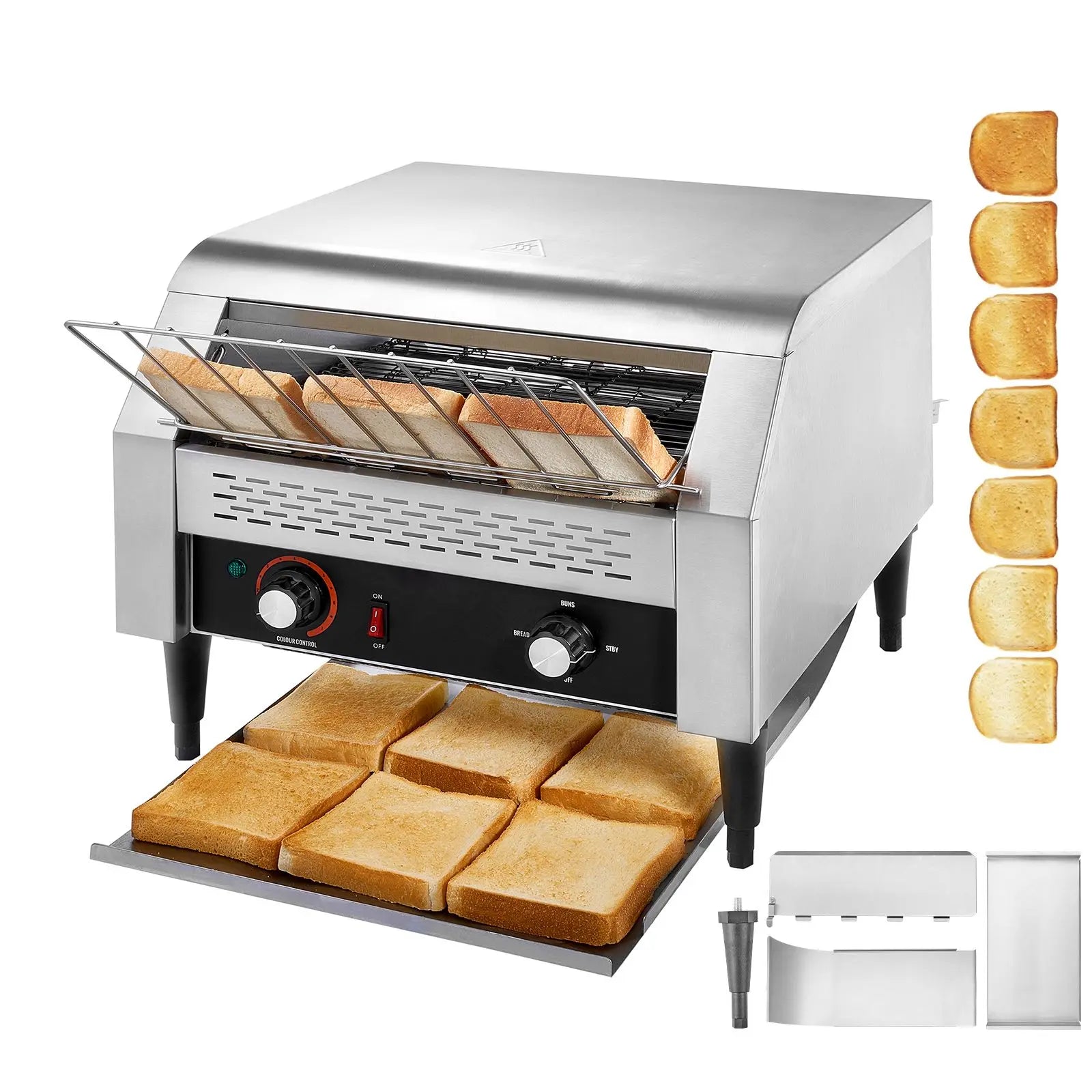 Commercial Conveyor Toaster, 450 Slices/Hour Conveyor Belt Toaster, Heavy Duty Stainless Steel Commercial Toaster Oven, Electric Restaurant Commercial Toaster for Toast Bun, Bagel, Bread