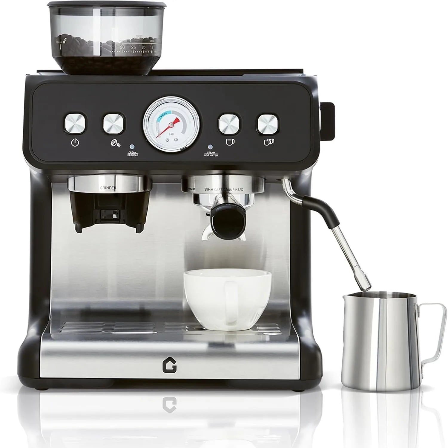 Stainless Steel Espresso Machine with Grinder 20 Bar ＆ 2.8l Removable Tank