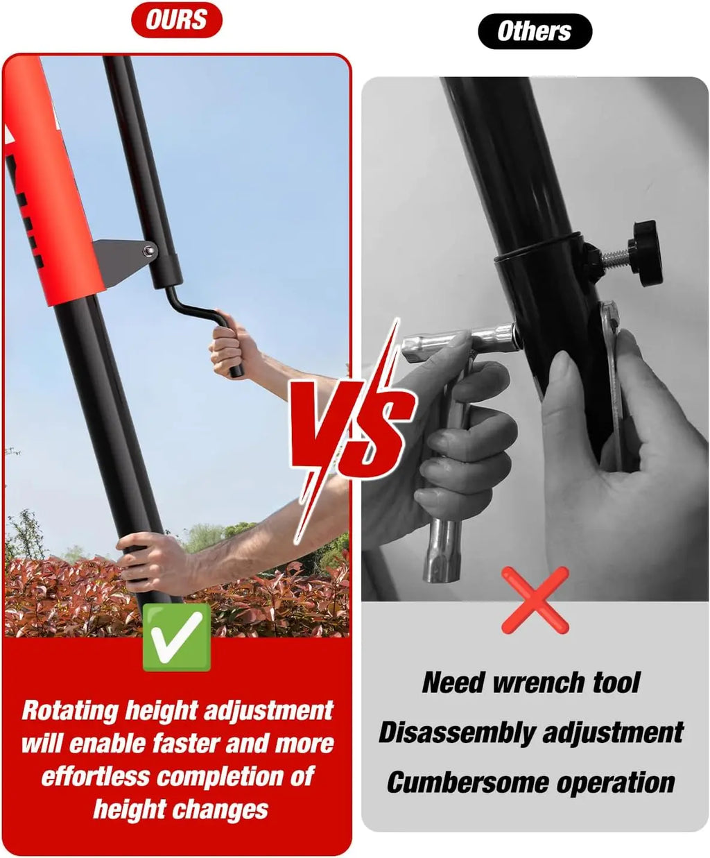 Outdoor Adjustable Basketball Hoop, 45 Inch Backboard, Black & Red, 10FT Height Portable System for Backyard & Driveway Play