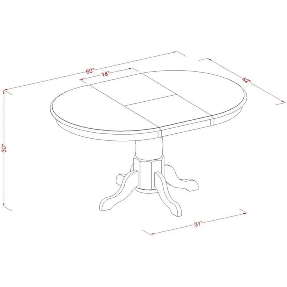 Oval Dining Table Set with 4 Linen Chairs, 42x60 Inches, Brown