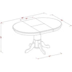 Oval Dining Table Set with 4 Linen Chairs, 42x60 Inches, Brown