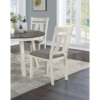 5pc Round Dining Set with Gray Fabric Cushion Chairs, White Wooden Table Top, Modern Minimalist Design