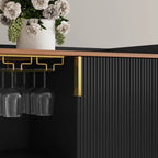 48 Wine Bar Cabinet with Luted Texture, Sideboard with Wine Rack and Glass Holder, Liquor Coffee Station with Storage for Kitche