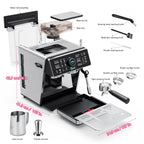 1pcs Semi-Automatic Espresso Coffee Machine With Built-In Burr Grinder & Milk Frother, Dual Boiler System, TFT Display, 20-Bar Pump Pressure, Professional Cappuccino & Latte Maker For Home Barista