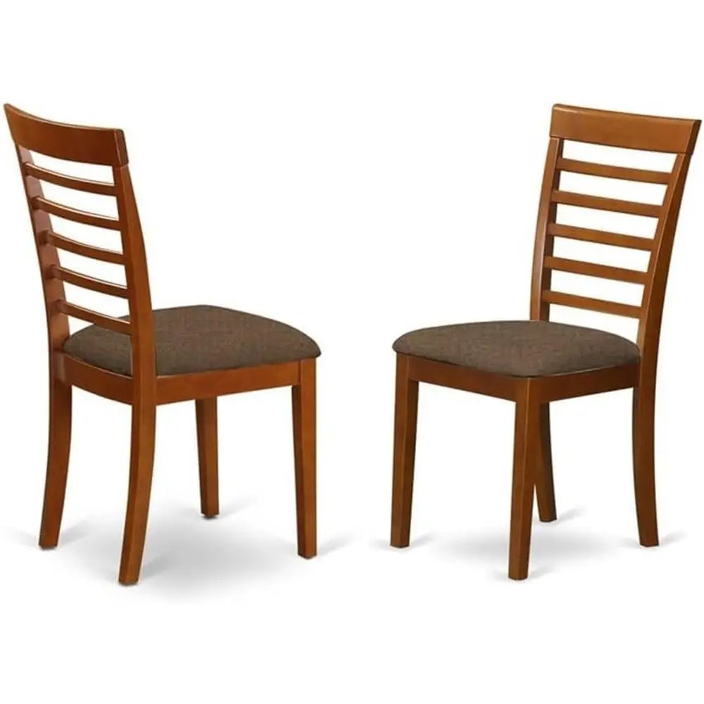 Oval Dining Table Set with 4 Linen Chairs, 42x60 Inches, Brown