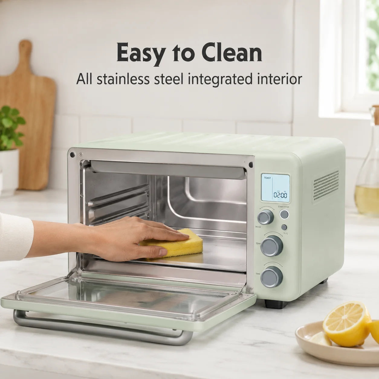 BUYDEEM T103 12QT Countertop Toaster Oven, Retro Mini Oven with 7 Cooking Modes, No Preheat Carbon Fiber Heating, LCD Temperature Control, Bake Broil Toast Bagel Pizza Reheat, Grill Rack Baking Tray