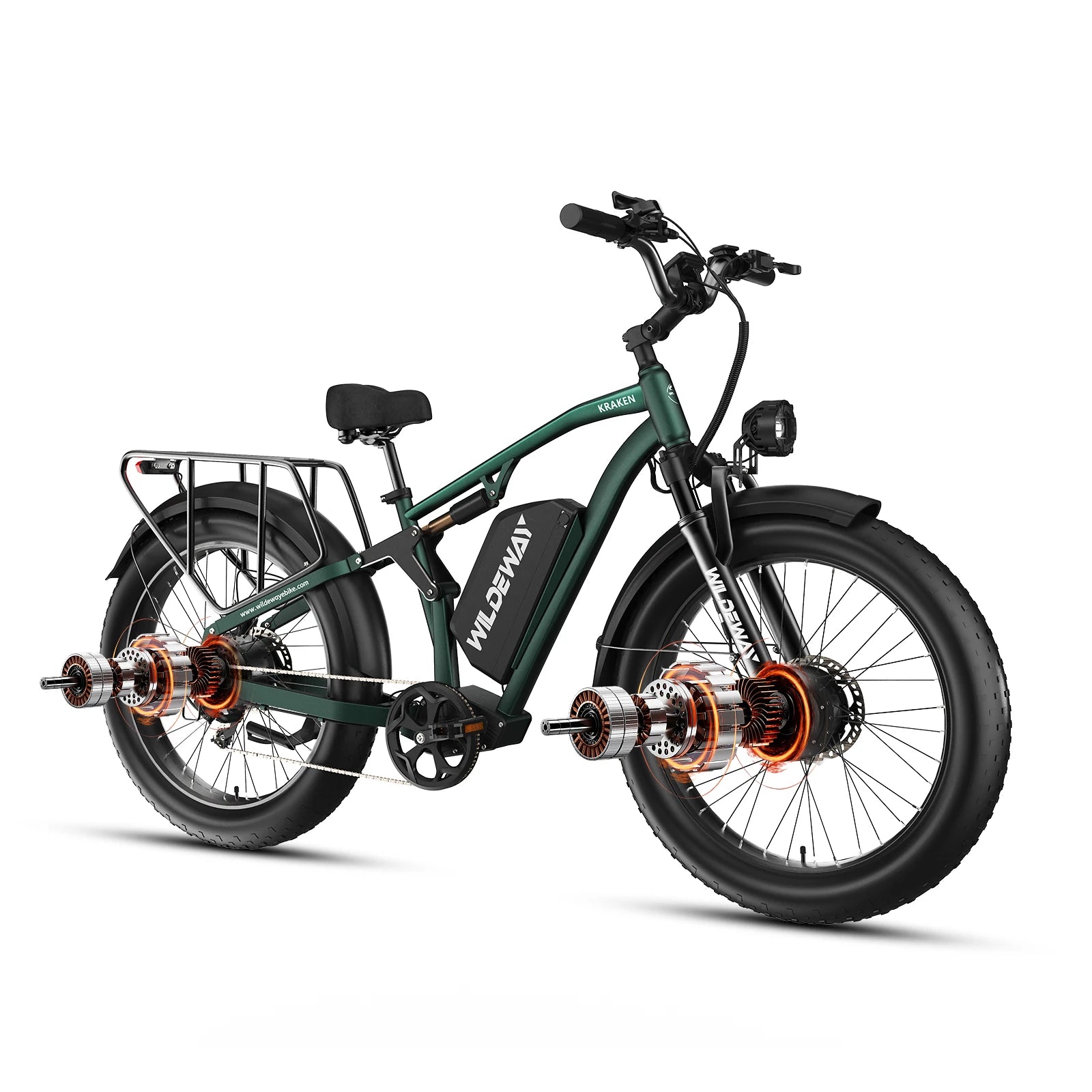 3000W Dual Motor Electric Bike 26' Fat Tire Ebike 32MPH 52V 25Ah Battery 80 Miles Range Full Suspension Off-Road Bicycle for Adults Hydraulic Brakes Snow Sand Mountain