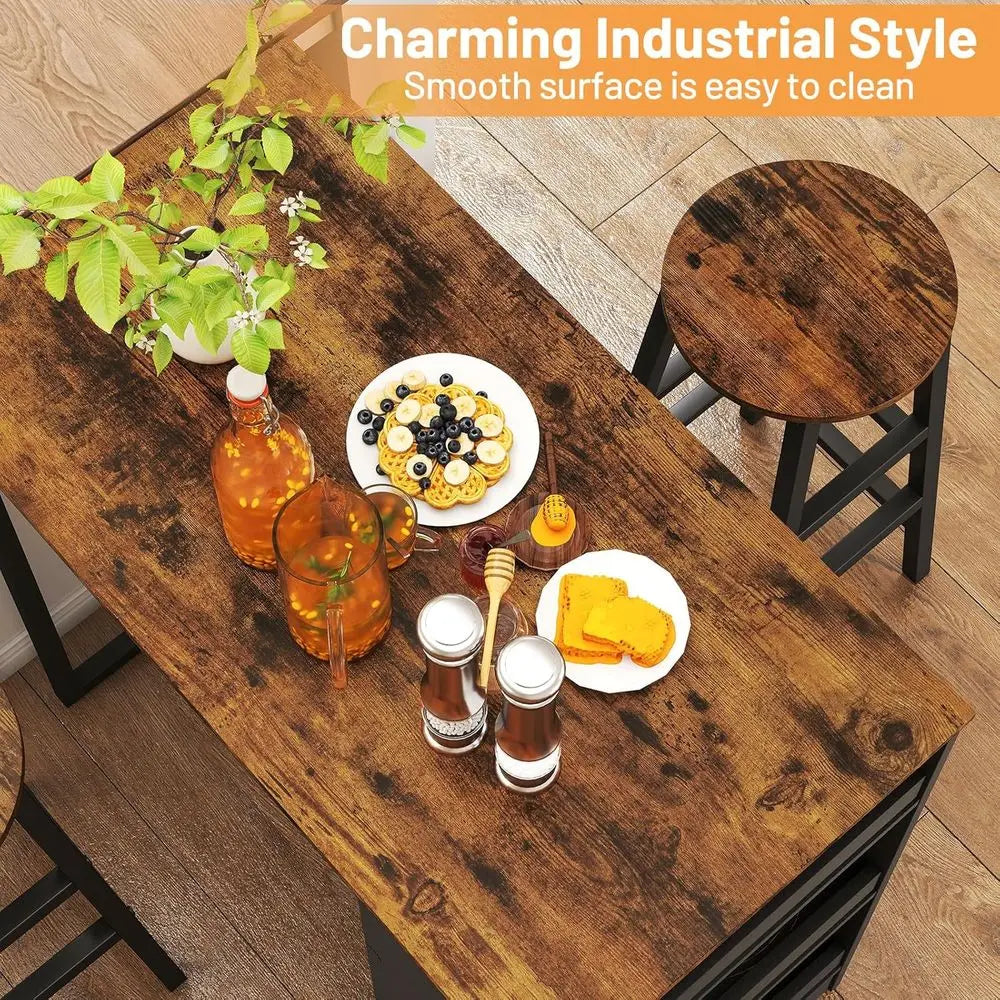 36 Counter Height Dining Set with Storage Barstools for Small Spaces and Breakfast Nooks
