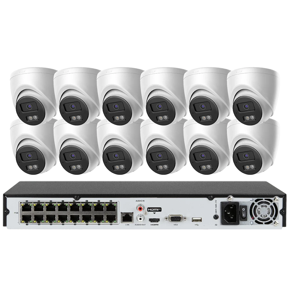 Hikvision 16ch POE Acusense NVR 4K IP Security Camera System Surveillance DS-7616NI-Q2-16P with DS-2CD1383G2-LIUF Indoor Outdoor