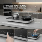 Double Induction Hob 24 Inch For Kitchen Countertop Apartment RV 1800W Dual Burner Touch Control Stove Built-in Cooktop 9 Power Levels Child Lock Timer Glass Surface