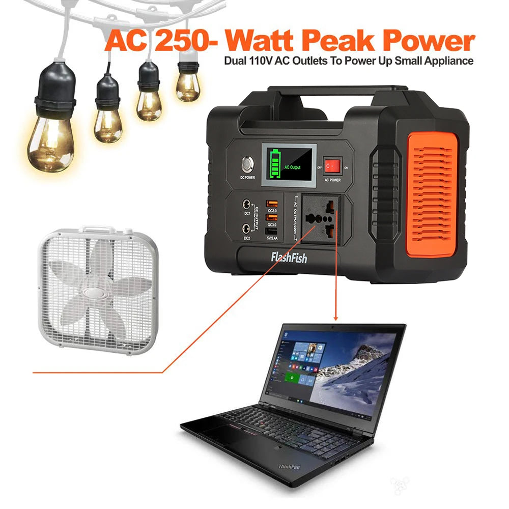 【Sale】Flashfish E200 Power Station 200W Solar Generator 151WH Battery AC DC Outdoor Camera Drone Power Supply Solar Charge