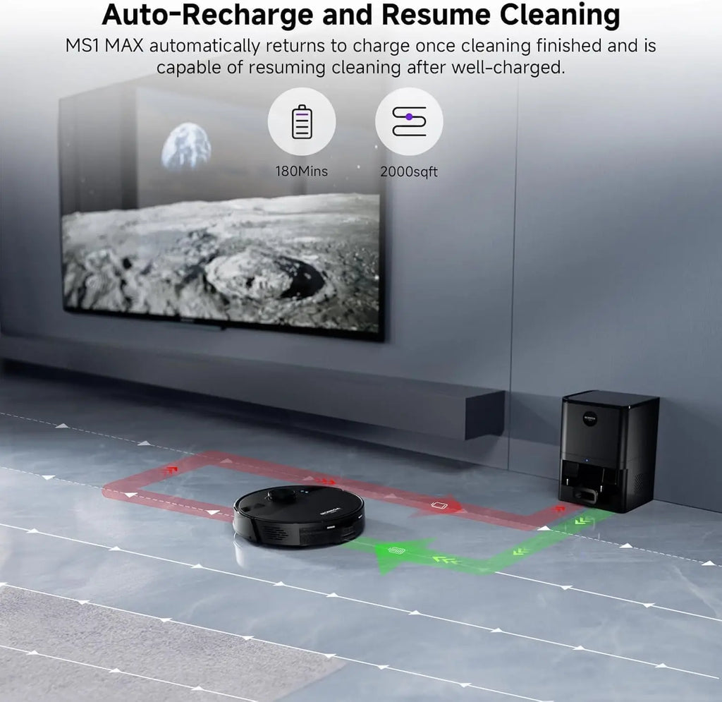 6000Pa Robot Vacuum & Mop with Self-Emptying Dock, LiDAR Navigation, 180min Runtime, App/Voice Control for Pet Hair & Hard Floors