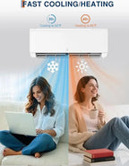 12,000 BTU Mini Split Air Conditioner with Heat Pump 18.5 SEER Cools Up to 750 Sq. Ft, Energy Efficient Inverter AC with Remote