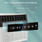 12, 000 BTU/10, 000 BTU Window Air Conditioners, U-Shaped Air Conditioner Window Unit Cools Up To 550 Sq. Ft, 6 Modes 24H Timer Energy-saving Window AC Units, Easy To Install, Full Window View, White