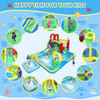 11 in1 Inflatable Slide Water Park Dry and Wet Slides Large Pool Water Gun Trampoline Climbing Wall Basketball Hoop and Ring Toss Game Outdoor Indoor Backyard Party Bounce Castle for Kids
