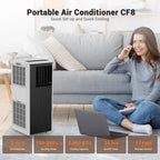 8, 000 BTU Portable Air Conditioners, 4-in-1 AC Unit with Cool, Fan, Dehumidifier and Sleep Mode, Up to 350 Sq.Ft, Quiet Operat