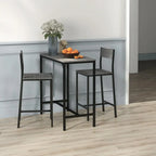 Gray Industrial 3-Piece Bar Table Set with Chairs, Compact Dining for Small Spaces