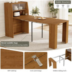 Expandable Dining Table Set for 4-6, Kitchen Table with Storage, Space-Saving Design, Brown Dining Table