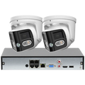 4CH 4K Outdoor Video Security IP POE Camera System 180° Dual Lens Smart Human Vehicle Detect 2 Way Talk Sound Light Alarm IVS