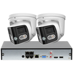 4CH 4K Outdoor Video Security IP POE Camera System 180° Dual Lens Smart Human Vehicle Detect 2 Way Talk Sound Light Alarm IVS
