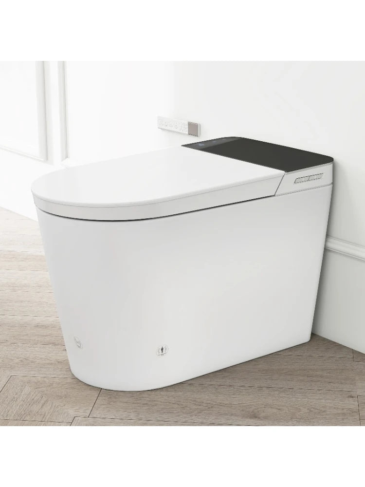 Tankless Smart Toilet with Bidet Built In, Auto Open & Close, Wider Bidet with Heated Seat, Warm Water and Dry, Foot Sensor, LED Display, Remote Control, White