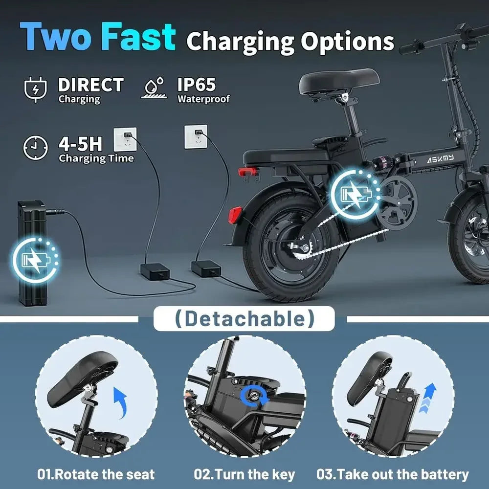 High-Power 750W/1000W Peak Electric Bike for Adults and Teens, 48V 10AH Battery, 30-60 Miles Range, Ideal for Commuting