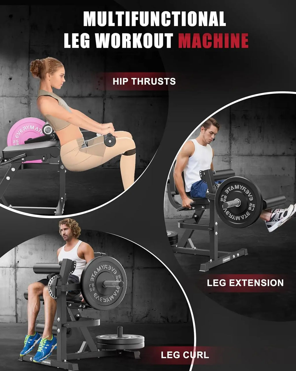 Home Gym Leg Extension & Curl Machine, 3-1 Adjustable, 680lbs Heavy Duty Capacity
