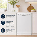 SD-6501W 24″-wide Built-In Stainless Steel Tall Tub Dishwasher with ENERGY STAR, Heated Drying, 6 Wash Programs and 14 Plate Set