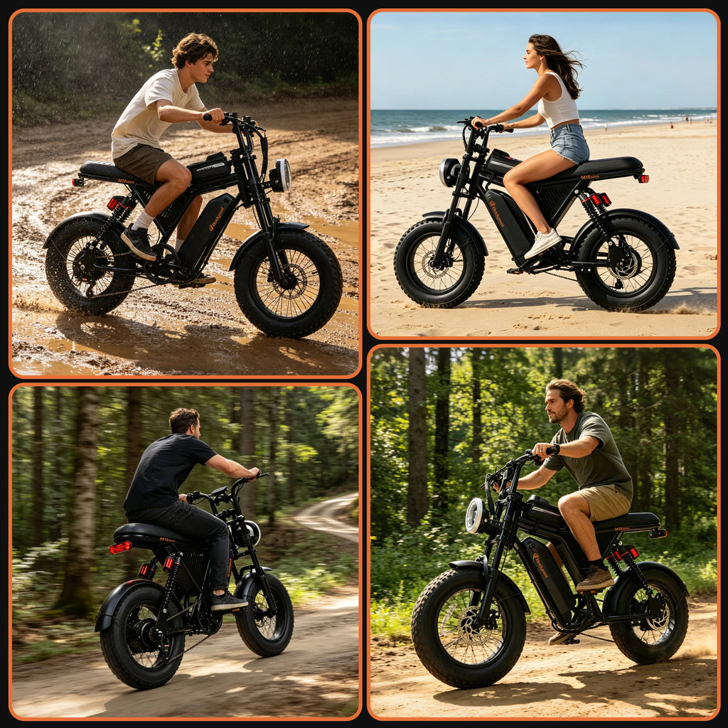 Bodywel M16 Off Road E Bike Adult Electric Bicycle 1500w 48V 15.6ah Mountain Electric Bike 16 Inch Fat Tire Outdoor Entertainmen