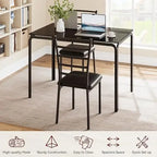 Modern Black Glass Dining Table With Four Matching Chairs, Compact Rectangle Set For Kitchen Or Breakfast Nook