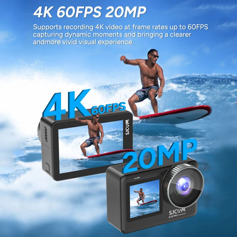 SJCAM SJ10 Pro Action Camera 4K Cam Active HDR Video Sports DV Dual Screen for Vlog Camera for Motor Bike