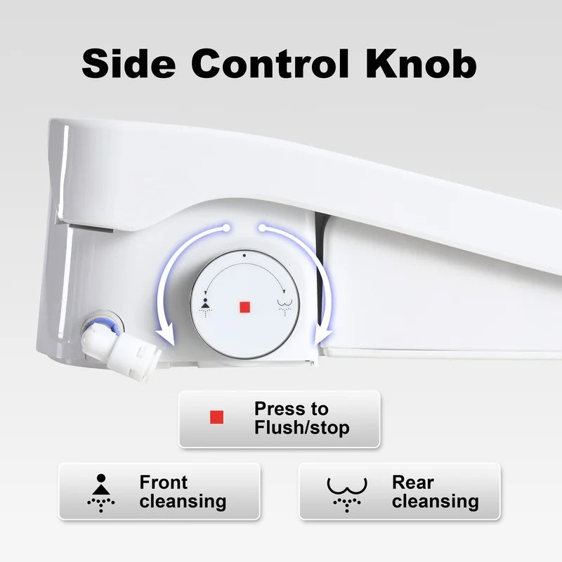 Heated Smart Bidet Seat with Adjustable Water Temp & Pressure, Side Control, Automatic Nozzle Clean, Night Light, Portable Toilet Attachment