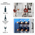 Illuminated Tall Wine Bar Cabinet with Mirror and Adjustable Shelves for Dining or Living Room