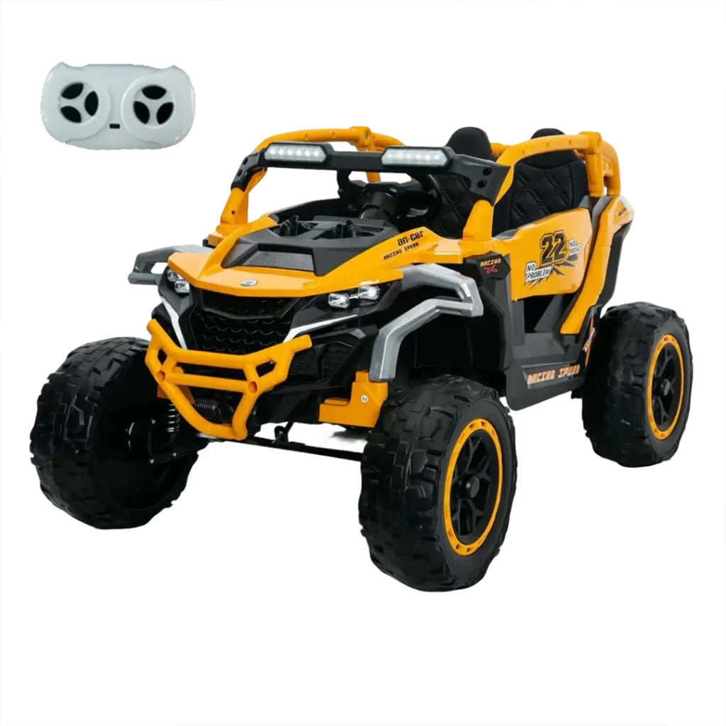 12V Kids Ride on UTV 2-seater with Parent Remote Control Suspension LED Lights Music Player for Ages 3-6 Yellow Black