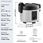 Commercial Rice Cooker, 70-Cup Rice Cooker, 15.85 Qt / 15 Liter Large Rice Cooker and Warmer with Nonstick Inner Pot, Fast Cooking and 12-Hour Keep Warm, with Rice Cup and Paddle, for Restaurant
